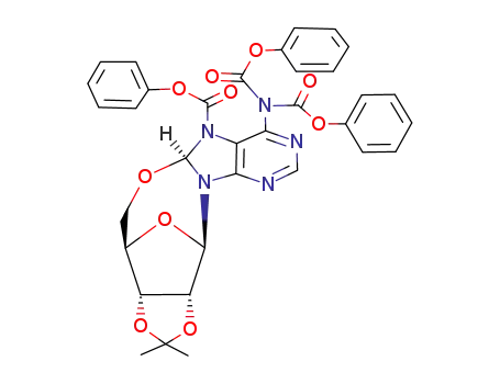 7,8-dihydro-2',3'-O-isopropylidene-N<sup>6</sup>,N<sup>6</sup>,7-tris(phenoxycarbonyl)-8,5'-O-cycloadenosine