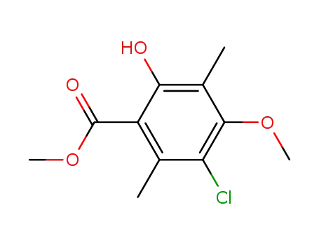 Molecular Structure of 85098-93-7 (methyl 3-chloro-2,5-dimethyl-6-hydroxy-p-anisate)