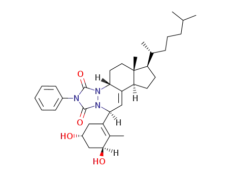 Molecular Structure of 82266-85-1 ((6aR,7R,9aR)-11-((3S,5R)-3,5-dihydroxy-2-Methylcyclohex-1-en-1-yl)-6a-Methyl-7-((R)-6-Methylheptan-2-yl)-2-phenyl-4a,5,6,6a,7,8,9,9a-octahydrocyclopenta[f][1,2,4]triazolo[1,2-a]cinnoline-1,3(2H,11H)-dione)