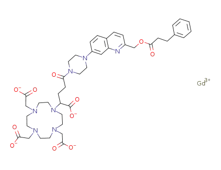 Gd<sup>(3+)</sup>*(CH<sub>2</sub>CH<sub>2</sub>NCH<sub>2</sub>COO)3(CH<sub>2</sub>CH<sub>2</sub>NCH(COO)CH<sub>2</sub>CH<sub>2</sub>CON(CH<sub>2</sub>)4NC<sub>9</sub>H<sub>5</sub>NCH<sub>2</sub>OCOC<sub>2</sub>H<sub>4</sub>C<sub>6</sub>H<sub>5</sub>)<sup>(4-)</sup>=GdC<sub>42</sub>H<sub>51</sub>N<sub>7</sub>O<sub>11</sub><sup>(1-)</sup>