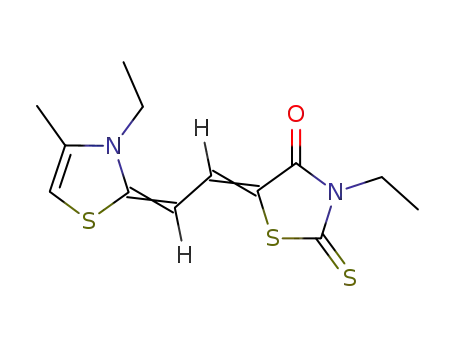 Molecular Structure of 83846-68-8 (3-ethyl-5-[2-(3-ethyl-4-methyl-1-(3H)-thiazolylidene)ethylidene]rhodanine)
