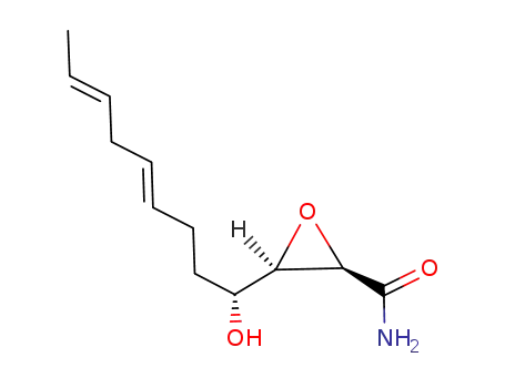 Molecular Structure of 72301-02-1 (Oxiranecarboxamide, 3-[(1R,4E,7E)-1-hydroxy-4,7-nonadienyl]-,
(2R,3R)-)