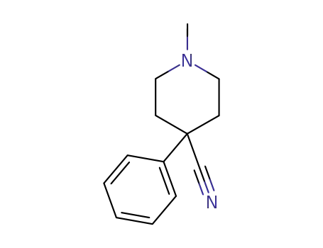 Molecular Structure of 3627-62-1 (1-methyl-4-phenylpiperidine-4-carbonitrile)
