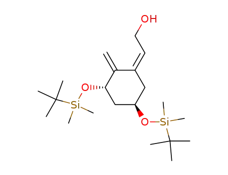 Molecular Structure of 81506-24-3 ((Z)-2-((3S,5R)-3,5-bis((tert-butyldiMethylsilyl)oxy)-2-Methylenecyclohexylidene)ethanol)