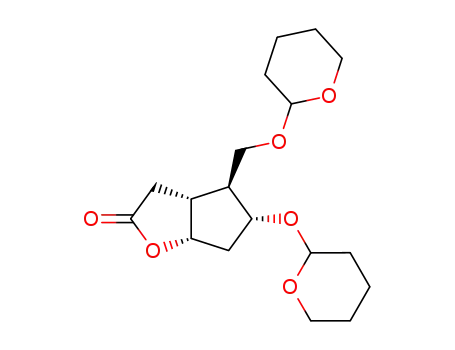 Molecular Structure of 67788-45-8 ((1S,5R,6S,7R)-7-(tetrahydropyran-2-yl)oxy-6-(tetrahydropyran-2-yl)oxymethyl-2-oxabicyclo[3.3.0]octan-3-one)