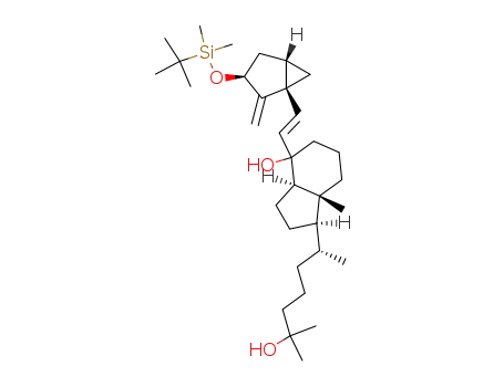 Molecular Structure of 135446-94-5 ((1R,3aR,7aR)-4-{(E)-2-[(1S,3S,5S)-3-(tert-Butyl-dimethyl-silanyloxy)-2-methylene-bicyclo[3.1.0]hex-1-yl]-vinyl}-1-((R)-5-hydroxy-1,5-dimethyl-hexyl)-7a-methyl-octahydro-inden-4-ol)