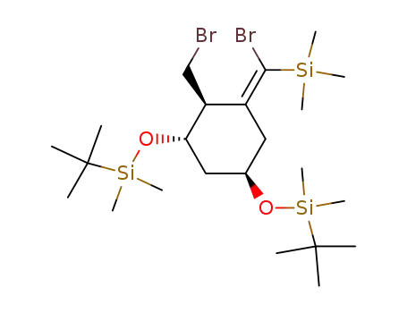 Molecular Structure of 502495-30-9 (Silane,
[[(1R,3S,4S,5Z)-4-(bromomethyl)-5-[bromo(trimethylsilyl)methylene]-1,3
-cyclohexanediyl]bis(oxy)]bis[(1,1-dimethylethyl)dimethyl-)