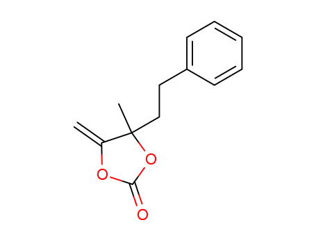 Molecular Structure of 632291-67-9 (1,3-Dioxolan-2-one, 4-methyl-5-methylene-4-(2-phenylethyl)-)