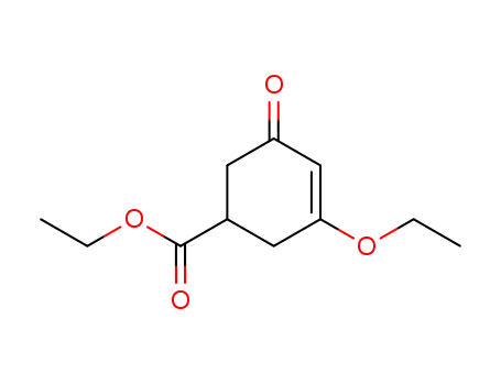Molecular Structure of 63723-94-4 (3-Cyclohexene-1-carboxylic acid, 3-ethoxy-5-oxo-, ethyl ester)