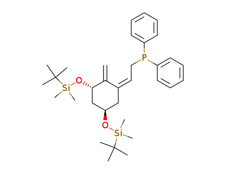 Molecular Structure of 127492-07-3 ({2-[(3S,5R)-3,5-Bis-(tert-butyl-dimethyl-silanyloxy)-2-methylene-cyclohex-(Z)-ylidene]-ethyl}-diphenyl-phosphane)