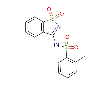 Molecular Structure of 14121-26-7 (<i>N</i>-(1,1-dioxo-1λ<sup>6</sup>-benz[<i>d</i>]isothiazol-3-yl)-toluene-2-sulfonamide)