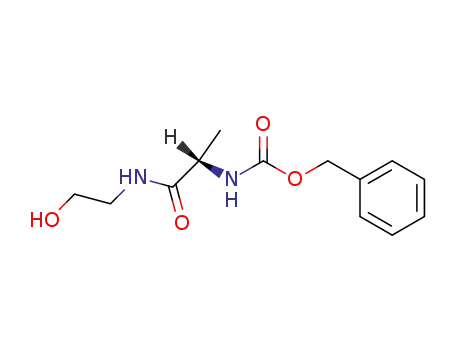 Molecular Structure of 5572-41-8 (Carbamic acid, [2-[(2-hydroxyethyl)amino]-1-methyl-2-oxoethyl]-,
phenylmethyl ester, (S)-)