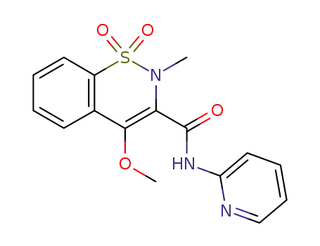 Molecular Structure of 76780-03-5 (4-methoxy-2-methyl-N-(pyridin-2-yl)-2H-1,2-benzothiazine-3-carboxamide 1,1-dioxide)