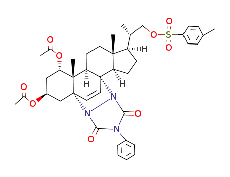Molecular Structure of 131249-26-8 (5α,8α-(4-Phenyl-3,5-dioxo-1,2,4-triazolidine-1,2-diyl)-23,24-dinor-6-cholene-1α,3β,22-triyl 1α,3β-Diacetate 22-p-Toluenesulfonate)