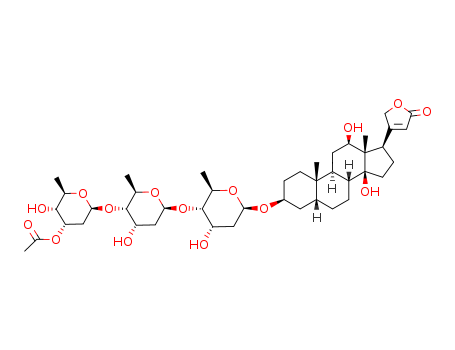 Card-20(22)-enolide,3-[(O-3-O-acetyl-2,6-dideoxy-b-D-ribo-hexopyranosyl-(1&reg;4)-O-2,6-dideoxy-b-D-ribo-hexopyranosyl-(1&reg;4)-2,6-dideoxy-b-D-ribo-hexopyranosyl)oxy]-12,14-dihydroxy-, (3b,5b,12b)-