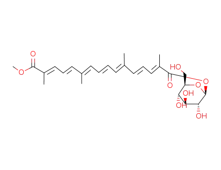 Molecular Structure of 55750-86-2 (8,8'-Diapo-ψ,ψ-carotene-8,8'-dioic acid 8-methyl 8'-β-D-glucopyranosyl ester)