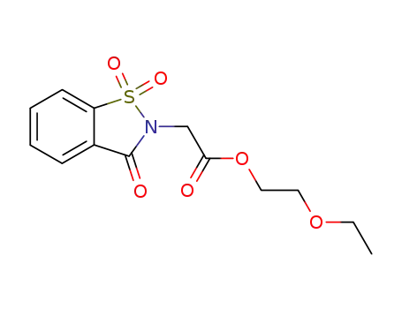 Molecular Structure of 107124-70-9 ((1,1,3-Trioxo-1,3-dihydro-1λ<sup>6</sup>-benzo[d]isothiazol-2-yl)-acetic acid 2-ethoxy-ethyl ester)