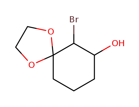 Molecular Structure of 62906-51-8 (1,4-Dioxaspiro[4.5]decan-7-ol, 6-bromo-)