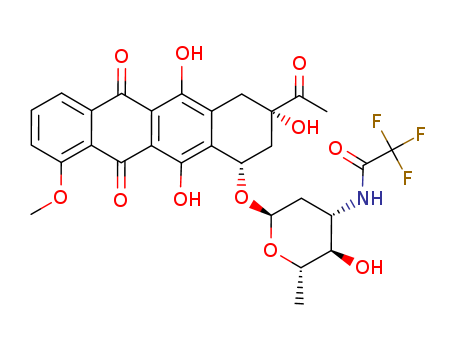 N-[6-[(3-acetyl-3,5,12-trihydroxy-10-methoxy-6,11-dioxo-2,4-dihydro-1H-tetracen-1-yl)oxy]-3-hydroxy-2-methyl-oxan-4-yl]-2,2,2-trifluoro-acetamide cas  57918-22-6