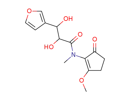 Molecular Structure of 81311-92-4 (3-Furan-3-yl-2,3-dihydroxy-N-(2-methoxy-5-oxo-cyclopent-1-enyl)-N-methyl-propionamide)