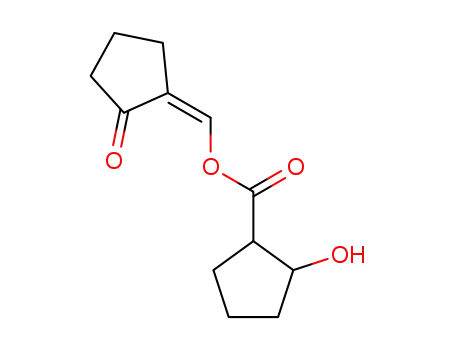 Molecular Structure of 81887-95-8 (2-Hydroxy-cyclopentanecarboxylic acid 2-oxo-cyclopent-(Z)-ylidenemethyl ester)
