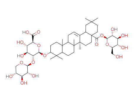 Molecular Structure of 114006-82-5 (b-D-Glucopyranosiduronic acid, (3b)-28-(b-D-glucopyranosyloxy)-28-oxoolean-12-en-3-yl 2-O-a-L-arabinopyranosyl-)