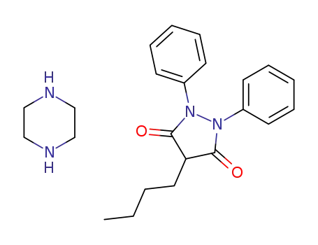 Molecular Structure of 4985-25-5 (4-butyl-1,2-diphenylpyrazolidine-3,5-dione, compound with piperazine (1:1))