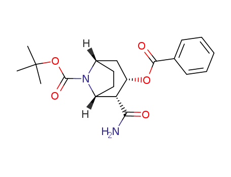 Molecular Structure of 208037-87-0 ((1R,2R,3S,5S)-3-Benzoyloxy-2-carbamoyl-8-aza-bicyclo[3.2.1]octane-8-carboxylic acid tert-butyl ester)