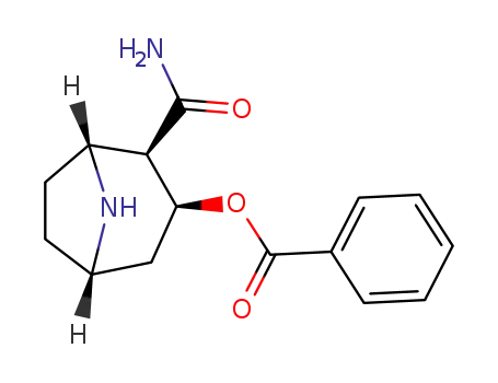 Molecular Structure of 208037-88-1 (Benzoic acid (1R,2R,3S,5S)-2-carbamoyl-8-aza-bicyclo[3.2.1]oct-3-yl ester)