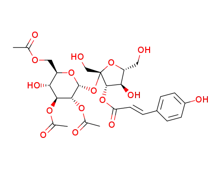 Molecular Structure of 1446205-86-2 (4,2',3',6'-tetra-O-acetyl-3-O-(E)-p-coumaroylsucrose)