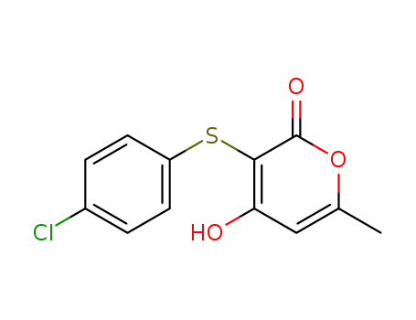 Molecular Structure of 53603-22-8 (3-p-Chlorophenylthio-4-hydroxy-6-methyl-2-pyrone)