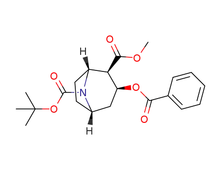 Molecular Structure of 1283098-14-5 ((1R,2R,3S,5S)-3-benzoyloxy-8-azabicyclo[3.2.1]octane-2,8-dicarboxylic acid 8-tert-butyl ester 2-methyl ester)