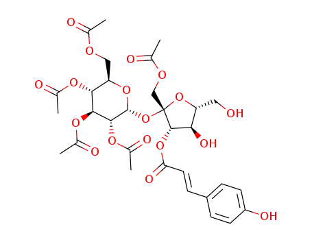 Molecular Structure of 1392307-46-8 (1,2',3',4',6'-penta-O-acetyl-3-O-(E)-p-coumaroylsucrose)