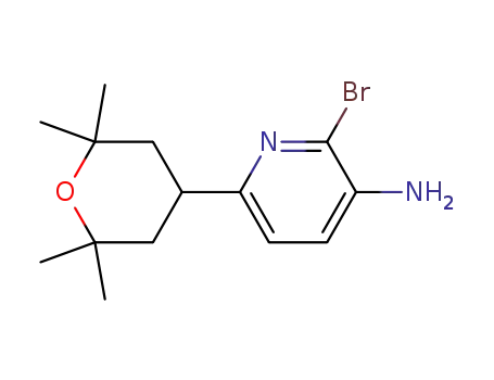 Molecular Structure of 1142363-62-9 (2-bromo-6-(2,2,6,6-tetramethyltetrahydro-pyran-4-yl)pyridin-3-ylamine)