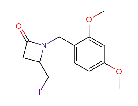 Molecular Structure of 87260-79-5 (2-Azetidinone, 1-[(2,4-dimethoxyphenyl)methyl]-4-(iodomethyl)-)