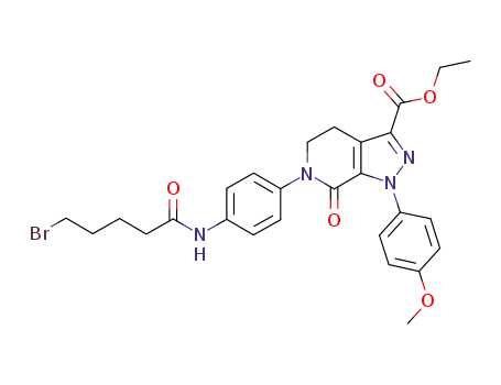 Molecular Structure of 881386-12-5 (ethyl 6-(4-(5-bromopentanamido)phenyl)-1-(4-methoxyphenyl)-7-oxo-4,5,6,7-tetrahydro-1H-pyrazolo[3,4-c]pyridine-3-carboxylate)