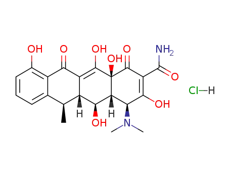 Molecular Structure of 61281-03-6 ([(1S,3Z,4aS,11R,11aR,12S,12aR)-3-(amino-hydroxy-methylidene)-4a,6,7,12-tetrahydroxy-11-methyl-2,4,5-trioxo-11,11a,12,12a-tetrahydro-1H-tetracen-1-yl]-dimethyl-azanium chloride)