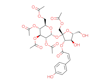 Molecular Structure of 1392307-47-9 (1,2',3',4',6'-penta-O-acetyl-3-O-(Z)-p-coumaroylsucrose)