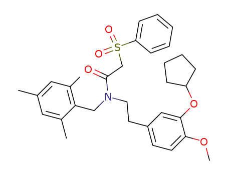 Molecular Structure of 569342-90-1 (Acetamide,
N-[2-[3-(cyclopentyloxy)-4-methoxyphenyl]ethyl]-2-(phenylsulfonyl)-N-[(2,
4,6-trimethylphenyl)methyl]-)
