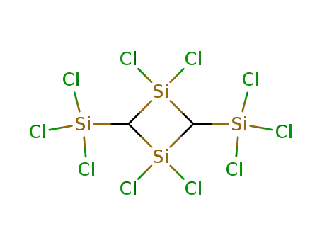 Molecular Structure of 18038-59-0 (1,1,3,3-tetrachloro-2,4-bis-trichlorosilanyl-[1,3]disiletane)
