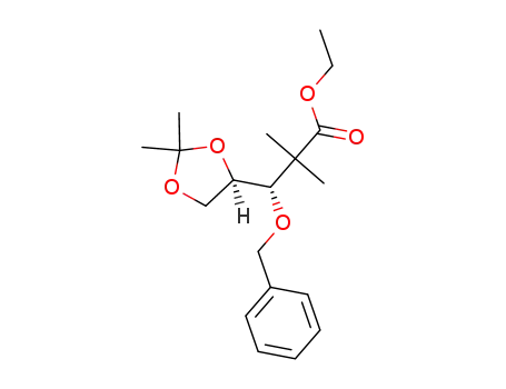 Molecular Structure of 1377411-51-2 (ethyl (S)-3-(benzyloxy)-3-[(R)-2,2-dimethyl-1,3-dioxolan-4-yl]-2,2-dimethylpropanoate)