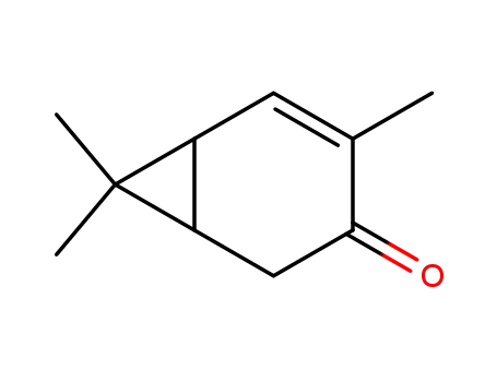 Molecular Structure of 28226-49-5 (Bicyclo[4.1.0]hept-4-en-3-one, 4,7,7-trimethyl-)