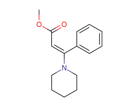 Molecular Structure of 63125-09-7 (2-Propenoic acid, 3-phenyl-3-(1-piperidinyl)-, methyl ester, (E)-)