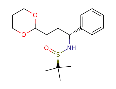 Molecular Structure of 860640-13-7 (2-Methyl-propane-2-sulfinic acid ((R)-3-[1,3]dioxan-2-yl-1-phenyl-propyl)-amide)