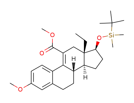 Molecular Structure of 220332-80-9 (17β-(tert-butyldimethylsiloxy)-11-carbomethoxy-13-ethyl-3-methoxygona-1,3,5(10),9(11)-tetraene)