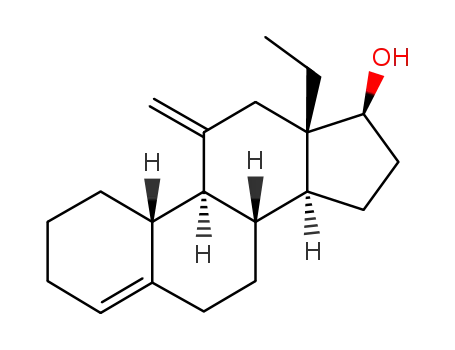Molecular Structure of 54024-20-3 ((+)-13β-ethyl-11-methylenegona-4-en-17β-ol)