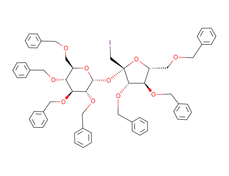 3,4,6-tri-O-benzyl-1-deoxy-1-iodo-(2,3,4,6-tetra-O-benzyl-α-D-glucopyranosyloxy)-β-D-fructofuranoside