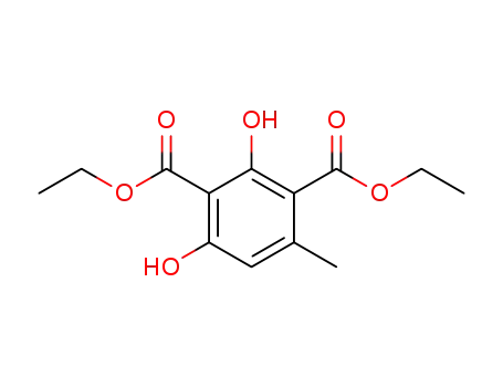 Molecular Structure of 53103-17-6 (1,3-Benzenedicarboxylic acid, 2,4-dihydroxy-6-methyl-, diethyl ester)