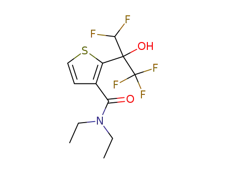 Molecular Structure of 148527-59-7 (N,N-diethyl-2-(1,1,1,3,3-pentafluoro-2-hydroxypropan-2-yl)thiophene-3-carboxamide)