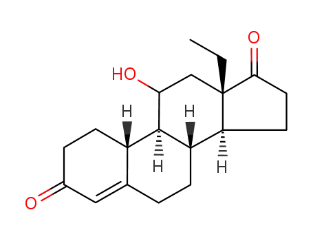Molecular Structure of 170901-07-2 (13BETA-ETHYL-11ALPHA-HYDROXYANDROST-4-ENE-3,17-DIONE)